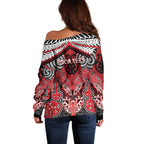 Aotearoa Iwi Te Arawa Personalised Off Shoulder Sweater Maori Kowhaiwhai Pattern