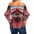 Aotearoa Iwi Te Arawa Personalised Off Shoulder Wrap Waist Top Maori Kowhaiwhai Pattern