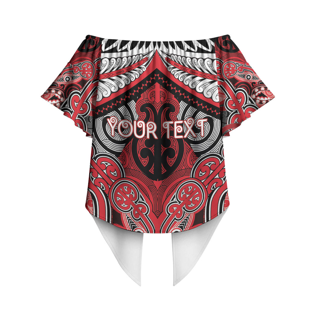 Aotearoa Iwi Te Arawa Personalised Off Shoulder Wrap Waist Top Maori Kowhaiwhai Pattern