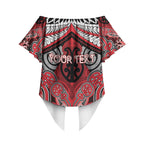 Aotearoa Iwi Te Arawa Personalised Off Shoulder Wrap Waist Top Maori Kowhaiwhai Pattern