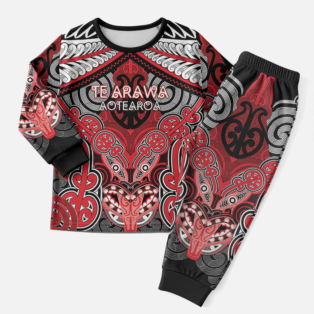 Aotearoa Iwi Te Arawa Personalised Christmas Pajama Set Maori Kowhaiwhai Pattern