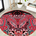 Aotearoa Iwi Te Arawa Round Carpet Maori Kowhaiwhai Pattern