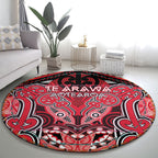 Aotearoa Iwi Te Arawa Round Carpet Maori Kowhaiwhai Pattern