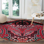 Aotearoa Iwi Te Arawa Round Carpet Maori Kowhaiwhai Pattern