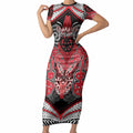 Aotearoa Iwi Te Arawa Personalised Short Sleeve Bodycon Dress Maori Kowhaiwhai Pattern