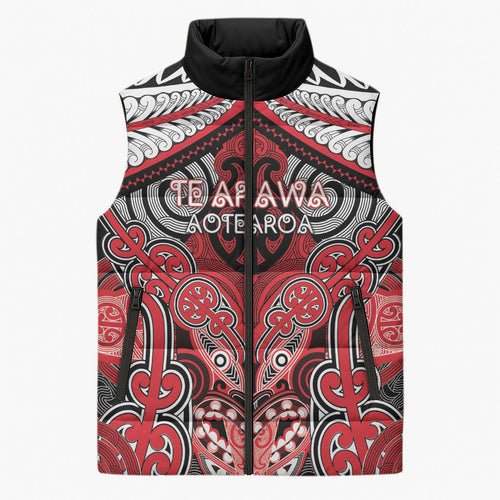 Aotearoa Iwi Te Arawa Personalised Sleeveless Puffer Jacket Maori Kowhaiwhai Pattern