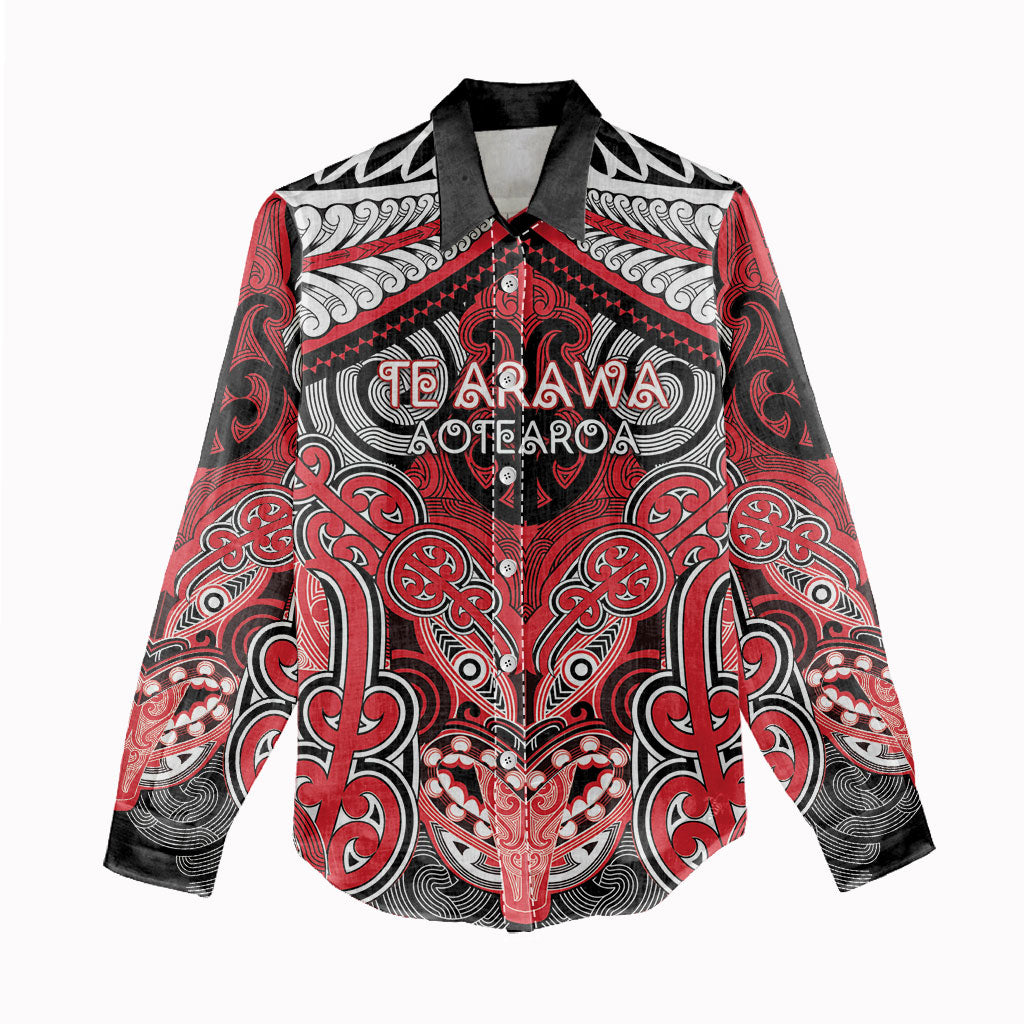 Aotearoa Iwi Te Arawa Personalised Women Casual Shirt Maori Kowhaiwhai Pattern