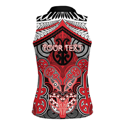 Aotearoa Iwi Te Arawa Personalised Women Sleeveless Polo Shirt Maori Kowhaiwhai Pattern