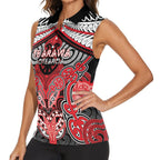Aotearoa Iwi Te Arawa Personalised Women Sleeveless Polo Shirt Maori Kowhaiwhai Pattern