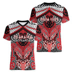 Aotearoa Iwi Te Arawa Personalised Women V-Neck T-Shirt Maori Kowhaiwhai Pattern