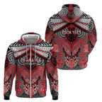 Aotearoa Iwi Te Arawa Personalised Zip Hoodie Maori Kowhaiwhai Pattern