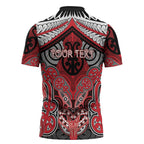 Aotearoa Iwi Te Arawa Personalised Zipper Polo Shirt Maori Kowhaiwhai Pattern