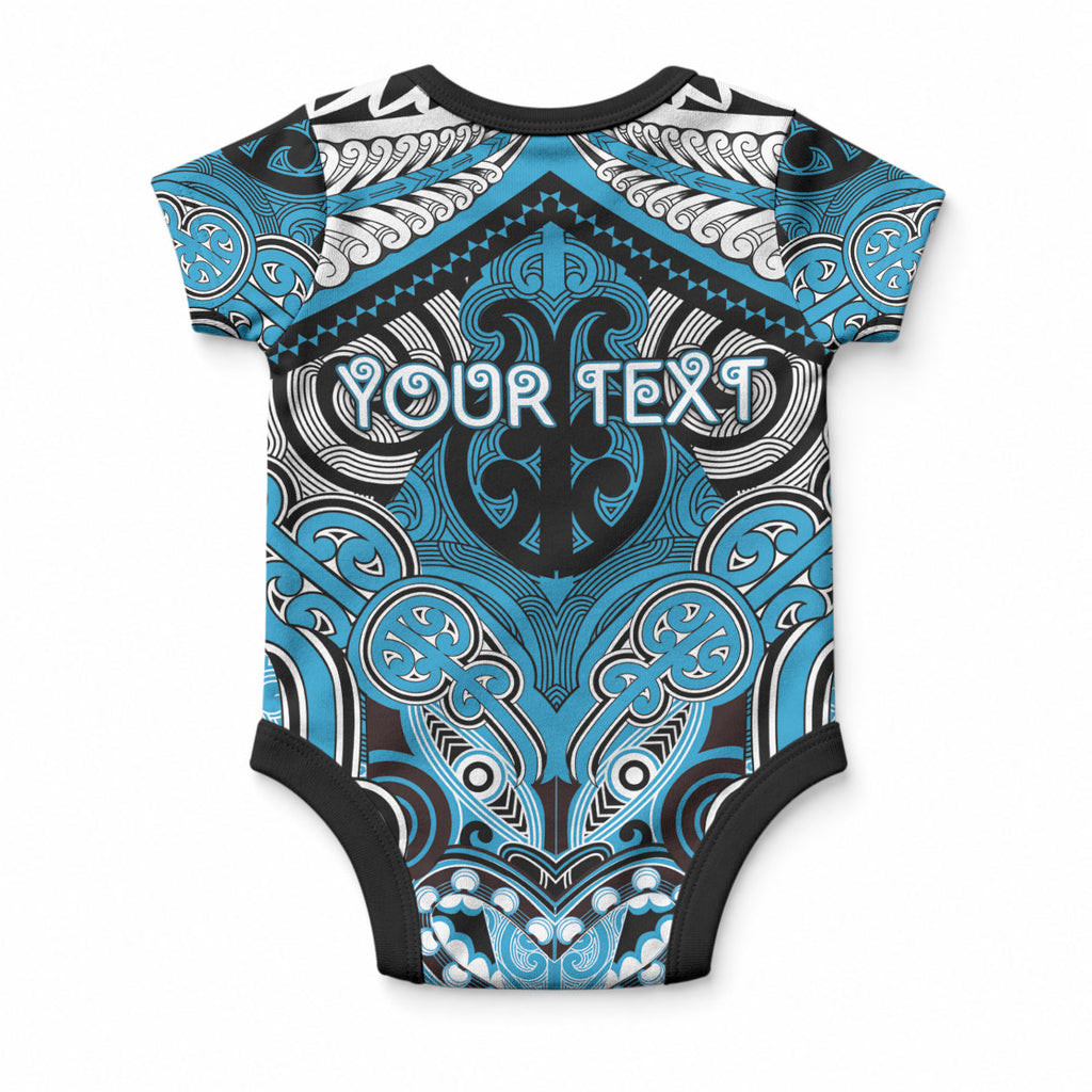 Aotearoa Iwi Ngati Porou Personalised Baby Onesie Maori Kowhaiwhai Pattern