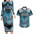 Aotearoa Iwi Ngati Porou Personalised Couples Matching Long Sleeve Bodycon Dress and Hawaiian Shirt Maori Kowhaiwhai Pattern