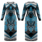 Aotearoa Iwi Ngati Porou Personalised Couples Matching Long Sleeve Bodycon Dress and Long Sleeve Button Shirt Maori Kowhaiwhai Pattern