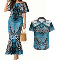 Aotearoa Iwi Ngati Porou Personalised Couples Matching Mermaid Dress and Hawaiian Shirt Maori Kowhaiwhai Pattern