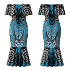 Aotearoa Iwi Ngati Porou Personalised Couples Matching Mermaid Dress and Hawaiian Shirt Maori Kowhaiwhai Pattern