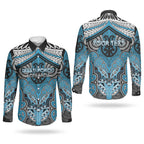 Aotearoa Iwi Ngati Porou Personalised Couples Matching Off Shoulder Maxi Dress and Long Sleeve Button Shirt Maori Kowhaiwhai Pattern