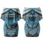 Aotearoa Iwi Ngati Porou Personalised Couples Matching Off Shoulder Short Dress and Long Sleeve Button Shirt Maori Kowhaiwhai Pattern