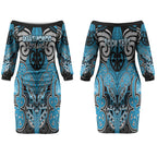 Aotearoa Iwi Ngati Porou Personalised Couples Matching Off The Shoulder Long Sleeve Dress and Hawaiian Shirt Maori Kowhaiwhai Pattern
