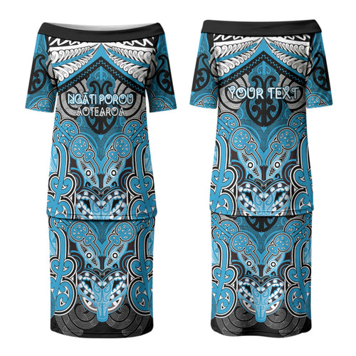 Aotearoa Iwi Ngati Porou Personalised Couples Matching Puletasi and Hawaiian Shirt Maori Kowhaiwhai Pattern