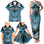 Aotearoa Iwi Ngati Porou Personalised Family Matching Tank Maxi Dress and Hawaiian Shirt Maori Kowhaiwhai Pattern