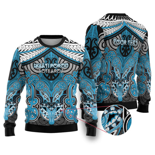 Aotearoa Iwi Ngati Porou Personalised Ugly Christmas Sweater Maori Kowhaiwhai Pattern