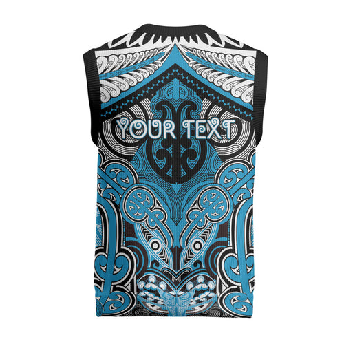 Aotearoa Iwi Ngati Porou Personalised Christmas Knitted V-Neck Vest Maori Kowhaiwhai Pattern