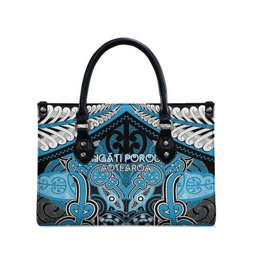 Aotearoa Iwi Ngati Porou Leather Bag Maori Kowhaiwhai Pattern