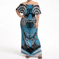 Aotearoa Iwi Ngati Porou Personalised Off Shoulder Maxi Dress Maori Kowhaiwhai Pattern