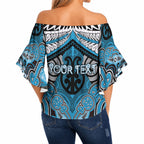 Aotearoa Iwi Ngati Porou Personalised Off Shoulder Wrap Waist Top Maori Kowhaiwhai Pattern