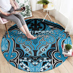 Aotearoa Iwi Ngati Porou Round Carpet Maori Kowhaiwhai Pattern