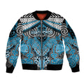 Aotearoa Iwi Ngati Porou Personalised Sleeve Zip Bomber Jacket Maori Kowhaiwhai Pattern