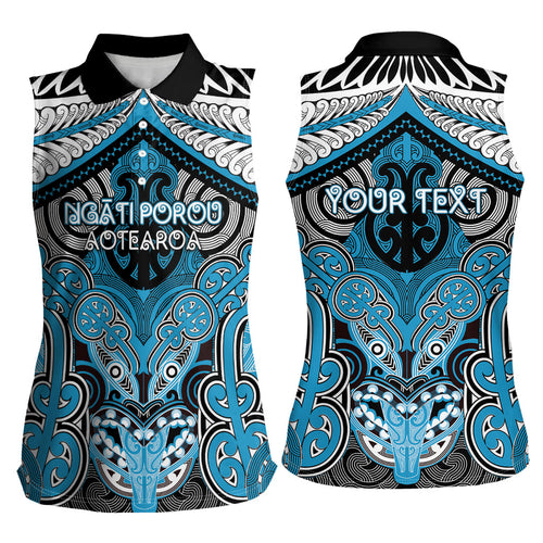 Aotearoa Iwi Ngati Porou Personalised Women Sleeveless Polo Shirt Maori Kowhaiwhai Pattern
