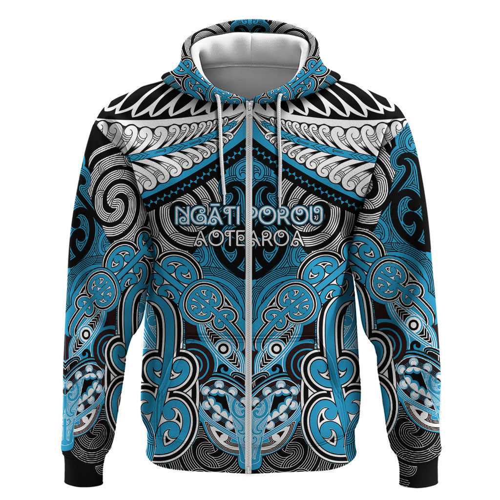 Aotearoa Iwi Ngati Porou Personalised Zip Hoodie Maori Kowhaiwhai Pattern