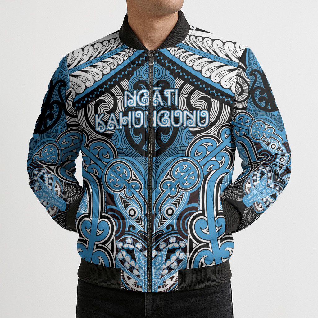 Aotearoa Iwi Ngati Kahungunu Personalised Bomber Puffer Jacket Maori Kowhaiwhai Pattern