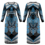 Aotearoa Iwi Ngati Kahungunu Personalised Couples Matching Long Sleeve Bodycon Dress and Hawaiian Shirt Maori Kowhaiwhai Pattern