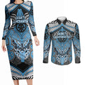 Aotearoa Iwi Ngati Kahungunu Personalised Couples Matching Long Sleeve Bodycon Dress and Long Sleeve Button Shirt Maori Kowhaiwhai Pattern