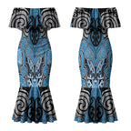 Aotearoa Iwi Ngati Kahungunu Personalised Couples Matching Mermaid Dress and Hawaiian Shirt Maori Kowhaiwhai Pattern