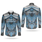 Aotearoa Iwi Ngati Kahungunu Personalised Couples Matching Off Shoulder Maxi Dress and Long Sleeve Button Shirt Maori Kowhaiwhai Pattern