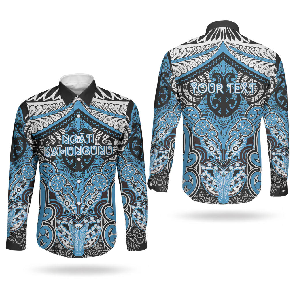 Aotearoa Iwi Ngati Kahungunu Personalised Couples Matching Off The Shoulder Long Sleeve Dress and Long Sleeve Button Shirt Maori Kowhaiwhai Pattern