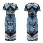 Aotearoa Iwi Ngati Kahungunu Personalised Couples Matching Short Sleeve Bodycon Dress and Long Sleeve Button Shirt Maori Kowhaiwhai Pattern