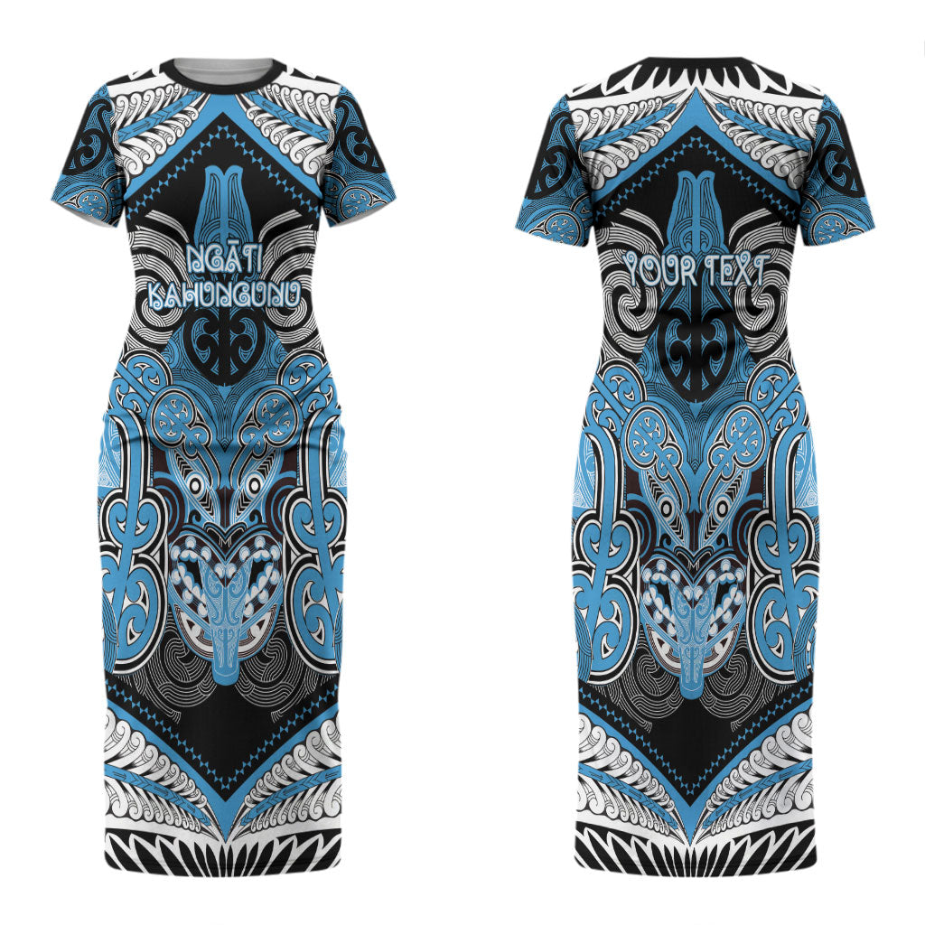 Aotearoa Iwi Ngati Kahungunu Personalised Couples Matching Short Sleeve Bodycon Dress and Long Sleeve Button Shirt Maori Kowhaiwhai Pattern