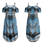 Aotearoa Iwi Ngati Kahungunu Personalised Couples Matching Summer Maxi Dress and Hawaiian Shirt Maori Kowhaiwhai Pattern