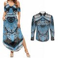 Aotearoa Iwi Ngati Kahungunu Personalised Couples Matching Summer Maxi Dress and Long Sleeve Button Shirt Maori Kowhaiwhai Pattern