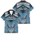Aotearoa Iwi Ngati Kahungunu Personalised Family Matching Off Shoulder Maxi Dress and Hawaiian Shirt Maori Kowhaiwhai Pattern