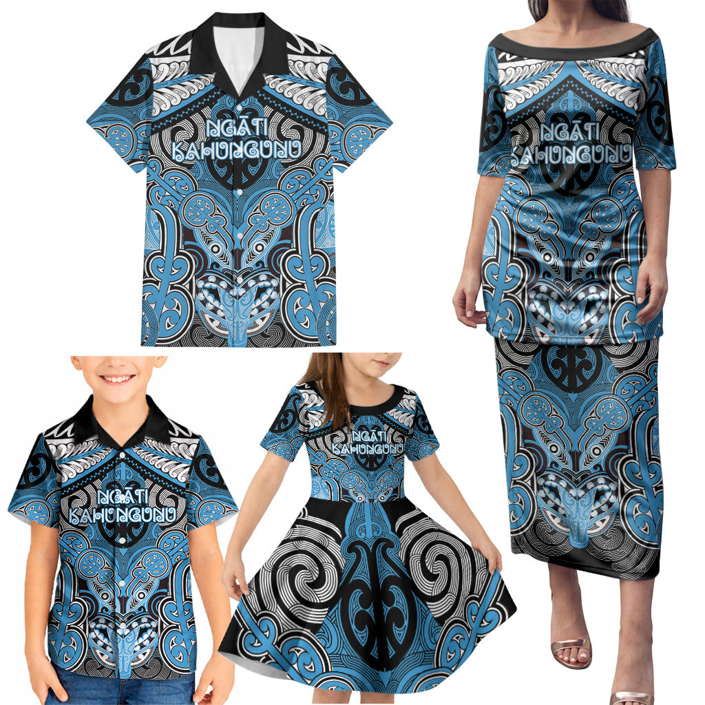 Aotearoa Iwi Ngati Kahungunu Personalised Family Matching Puletasi and Hawaiian Shirt Maori Kowhaiwhai Pattern