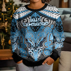 Aotearoa Iwi Ngati Kahungunu Personalised Kid Ugly Christmas Sweater Maori Kowhaiwhai Pattern