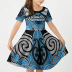Aotearoa Iwi Ngati Kahungunu Personalised Kid Short Sleeve Dress Maori Kowhaiwhai Pattern