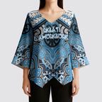 Aotearoa Iwi Ngati Kahungunu Personalised Kimono Sleeve Blouse Maori Kowhaiwhai Pattern